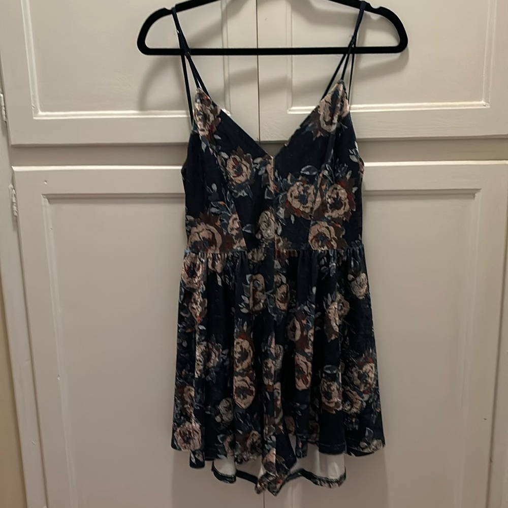 Velvet floral romper